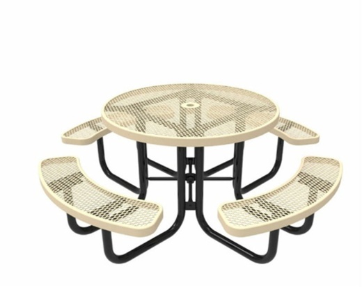 46" Round Expanded Metal Picnic Table - Portable