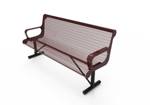 4' Contoured Bench With Arm - Expanded Metal - Portable