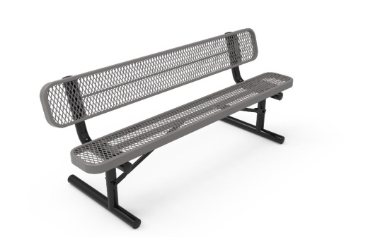 4' Expanded Metal Bench W/Back - Portable
