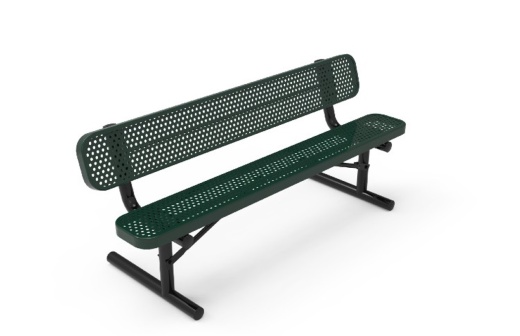 6' Bench Punched Steel W/Back - Portable