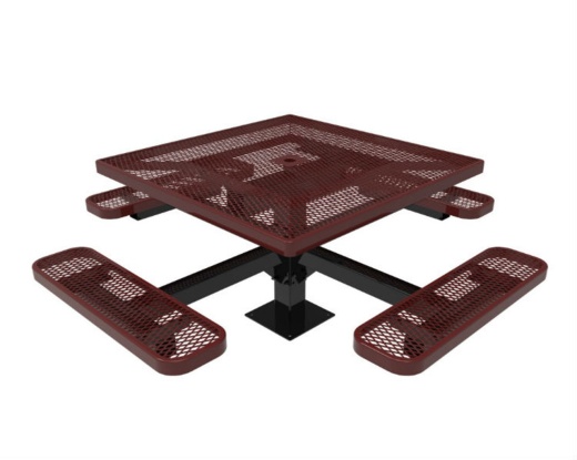 46" Square Pedestal Table Expanded Metal -Surface Mount
