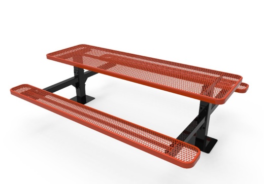 8' Double Pedestal Expanded Metal Table - Surface Mount