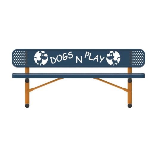 6' Dog Themed Bench - Punched Steel - Portable