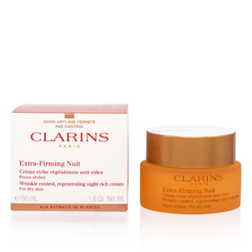 Clarins Extra-Firming Wrinkle Control Regenerating Night Rich Cream 1.6 Oz Dry Skin