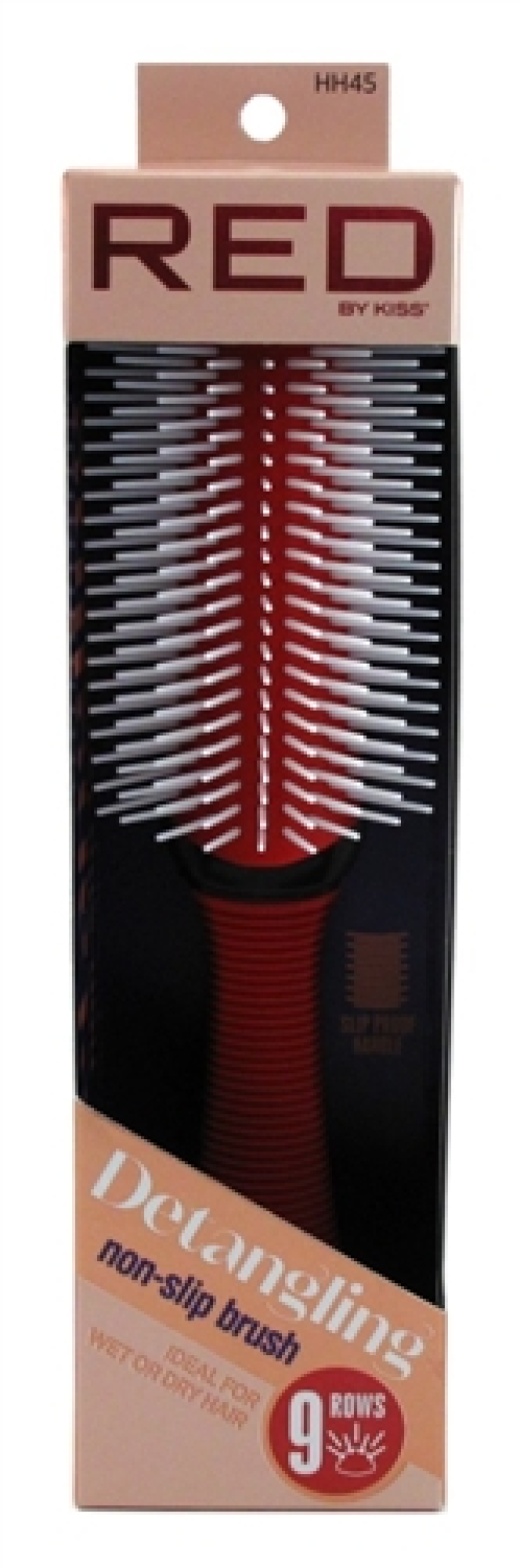 Bl Kiss Red Brush Detangling 9 Rows Non-Slip - Pack Of 3