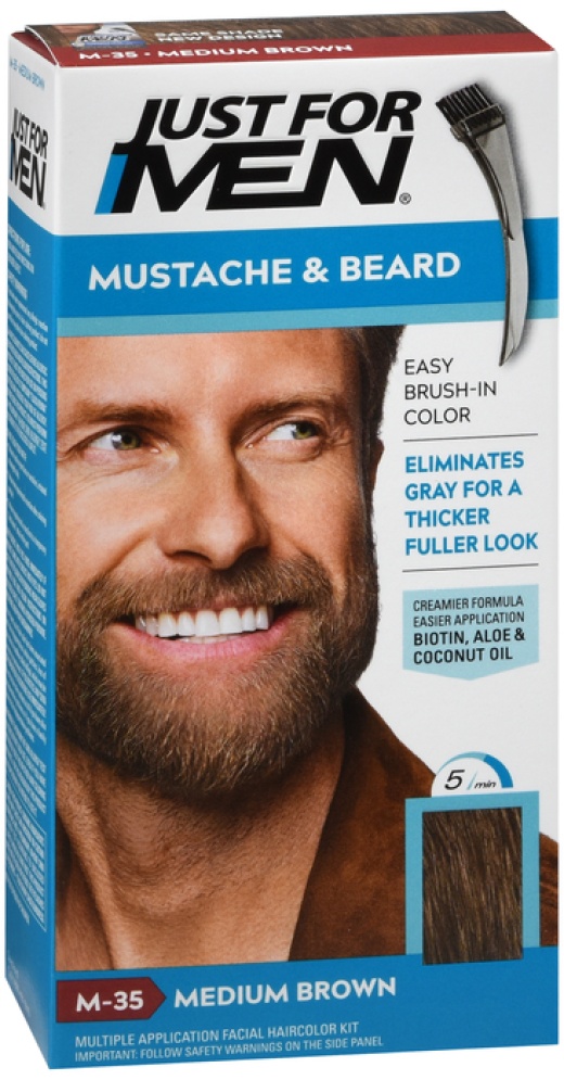 Just For Men Mustache And Beard Brush-In Color Gel Medium Brown