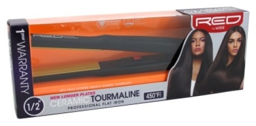 Bl Kiss Red Flat Iron 0.5 Inch Ceramic Tourmaline