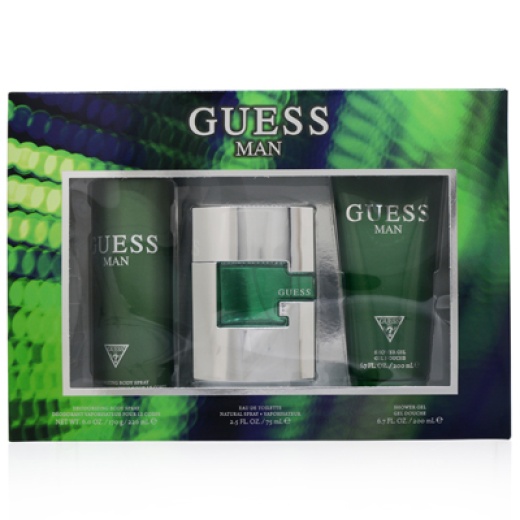 Guess Man/Guess Inc. Set (M) Edt Spray 2.5 Oz Deodorizing Body Spray 6.0 Oz Shower Gel 6.7 Oz In Display Box