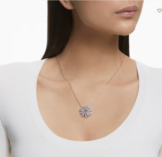 Swarovski Crystal Eternal Daisy Flower Pendant, purchases Yellow, Rhodium Plated Necklace