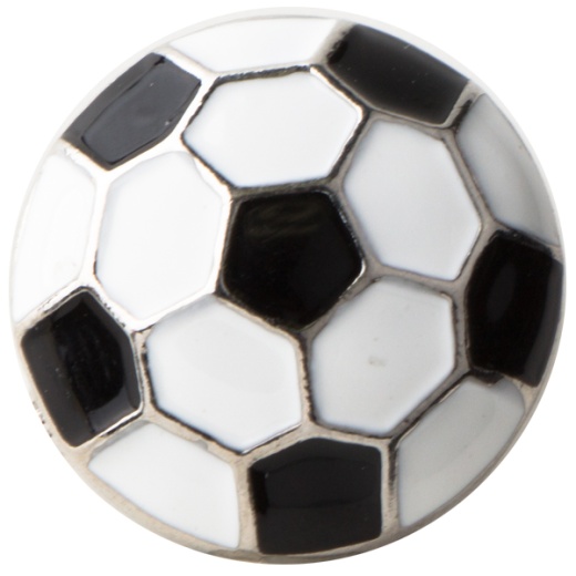 Soccer Ball Motif Snap - Black/White Enamel