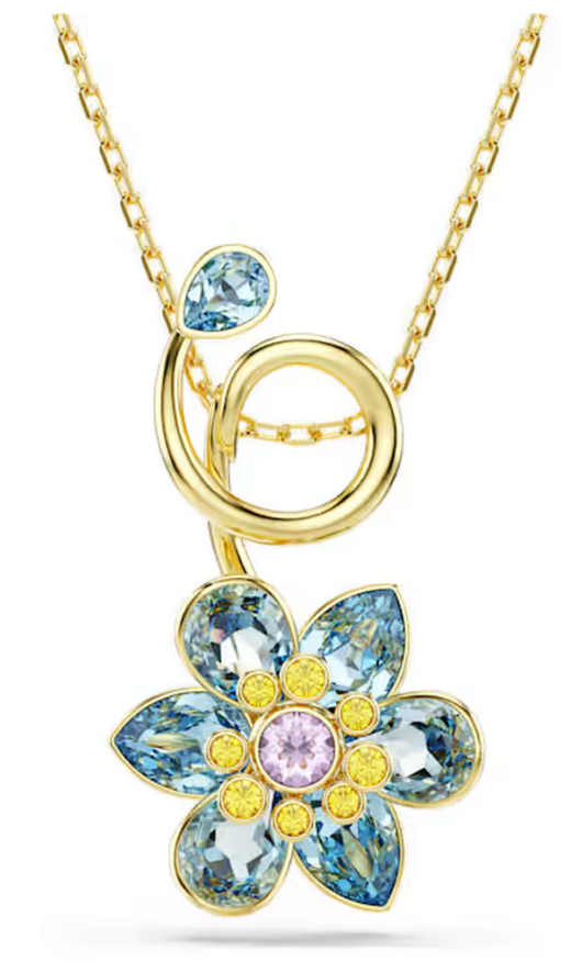 Swarovski Collections - Idyllia Pendant Mixed Cuts, Flower, Blue, Gold-Tone Plated