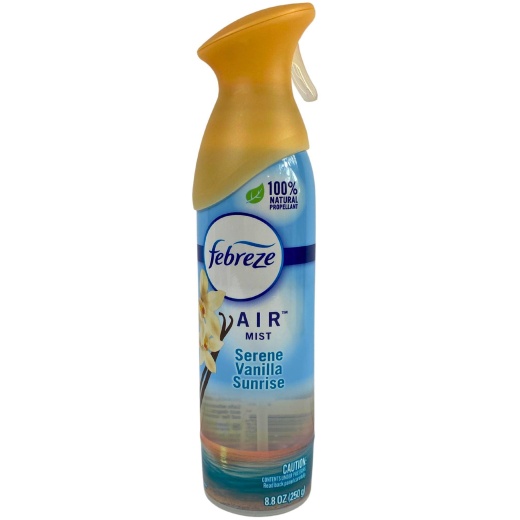 Febreze Air Mist Serene Vanilla Sunrise 100% Natural Propellant 8.8Oz (53 Pcs Lot)