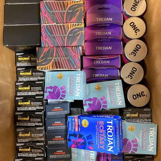 Intimate Mix Includes Condoms , Toys , Endurance Wipes Brands Like Roman , Magnum , Plus One , Trojan (84 Pcs Lot)