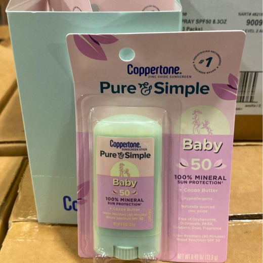 Coppertone Zinc Oxide Sunscreen Pure & Simple Baby 50 + Cocoa Butter 0.49Oz (70 Pcs Lot)