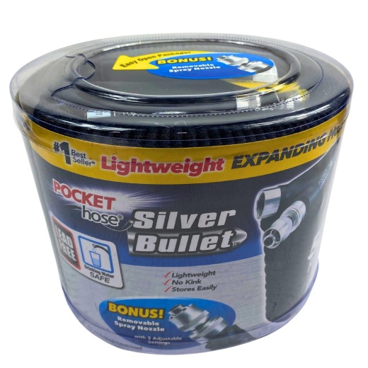Pocket Hose Silver Bullet Pocket Hose Expanding With Bonus Spray Nozzle, 50 Feet (20 Pcs Lot)