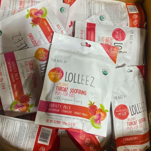 Lolleez Organic Throat Soothing Flat Pops For Kids (30 Pcs Lot)