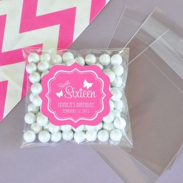 Personalized Sweet 16 Or 15 Clear Candy Bags (Set Of 24)