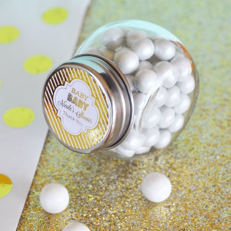 Personalized Metallic Foil Candy Jars - Baby