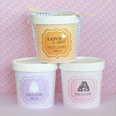 "Love Is Sweet" Mini Ice Cream Containers