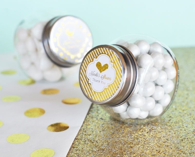 Personalized Metallic Foil Candy Jars - Wedding