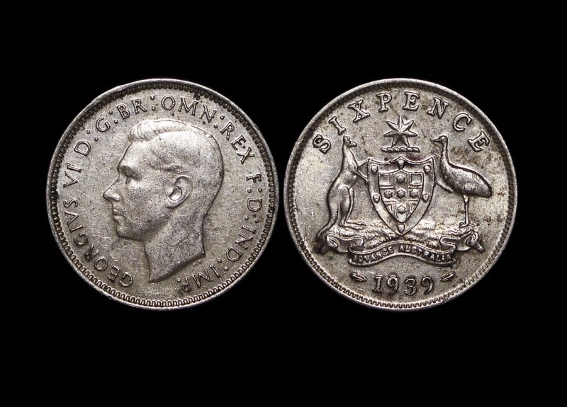 Australia, George Vi (1936-1952), Silver Sixpence, 1939(M) (1), A Lot (1) Coin