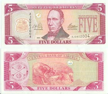 Liberia P26(U) 5 Dollars