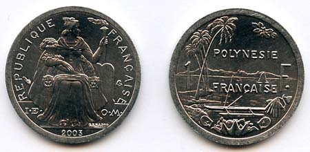 French Polynesia Km11(U) 1 Franc