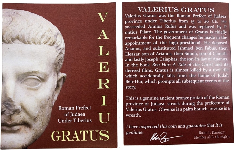Valerius Gratus, Roman Prefect Of Judaea Under Tiberius, 15-26 Ce (Ngc Slab)(Mg)