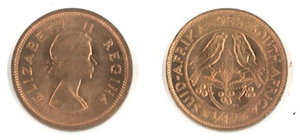 South Africa Km44-1955(U) 1/4 Penny (Farthing) – 1955