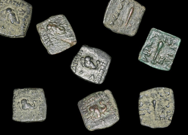 Ancient Greek, India, Indo-Greek Kingdoms, Menander I (C.165/55-130 Bce), Bilingual Square Bronze Unit(C)