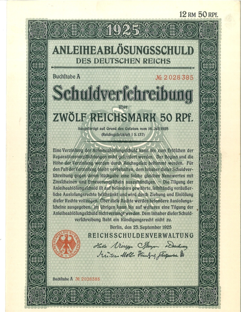 Germany 12.5 Reichsmark Bond Issue, 1925