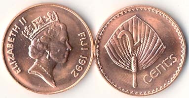 Fiji Km50a(U) 2 Cents