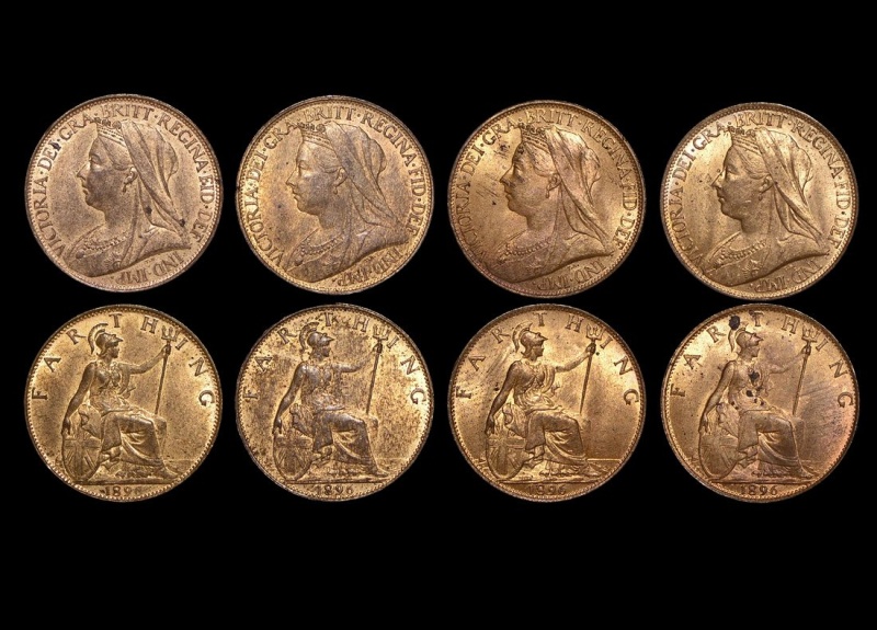 Great Britain, Victoria (1837-1901), Bronze Farthings, 1896 (4), Unc With Lustre, A Lot Of (4) Coins