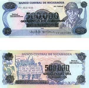 Nicaragua P163(U) 500,000 Cordobas