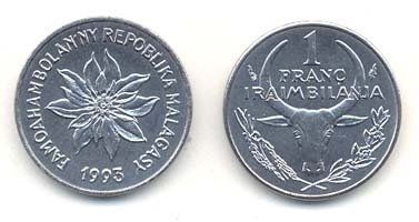 Madagascar Km8(U) 1 Franc