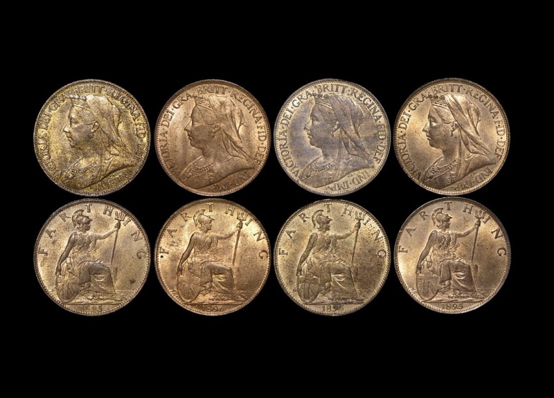 Great Britain, Victoria (1837-1901), Bronze Farthings, 1895 (3), 1896 (1), Unc With Lustre, A Lot Of (4) Coins
