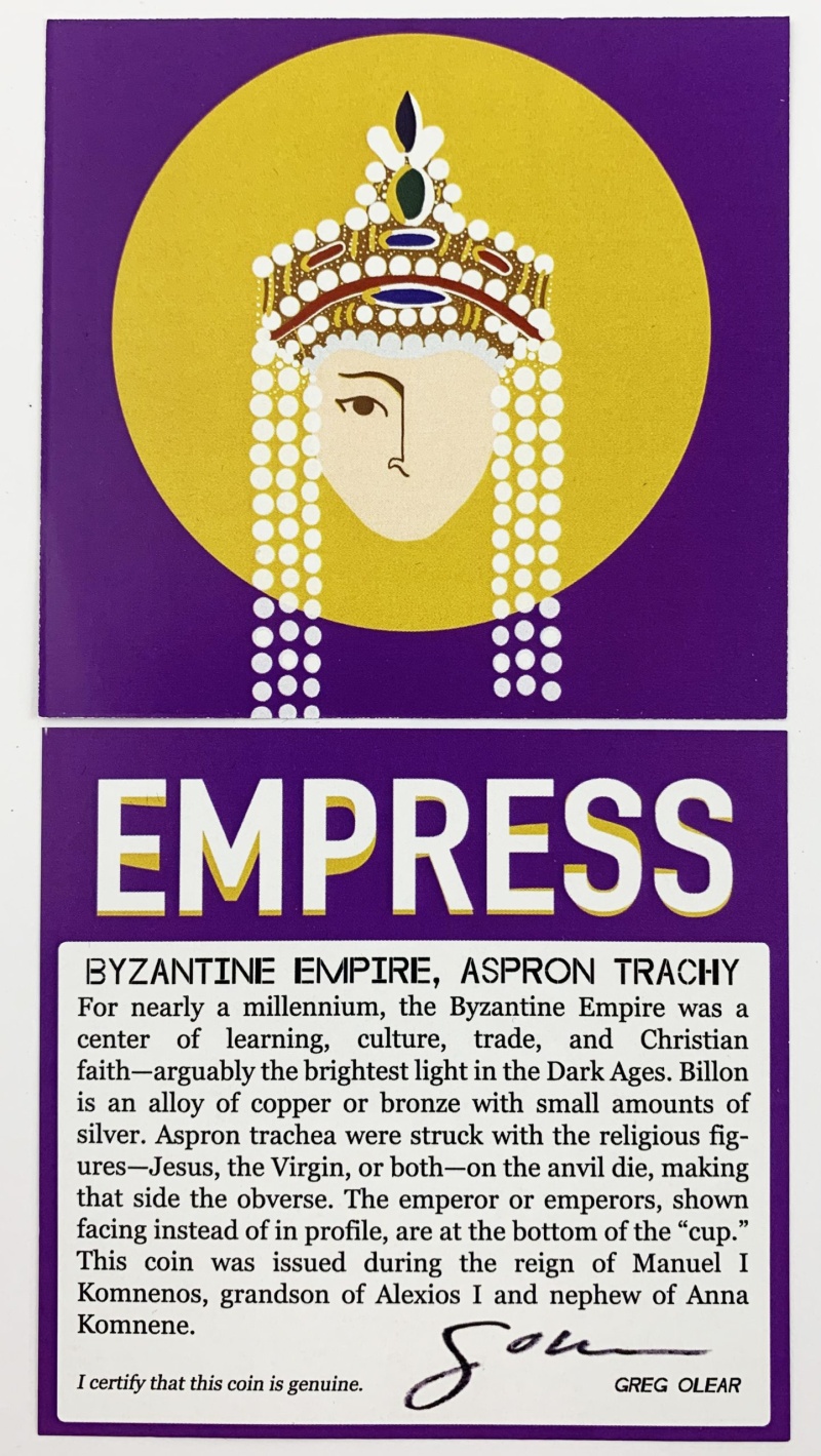 Empress: Signed Copy Of The Book By Greg Olear, Plus Genuine Byzantine “Cup Coin” In Black Box