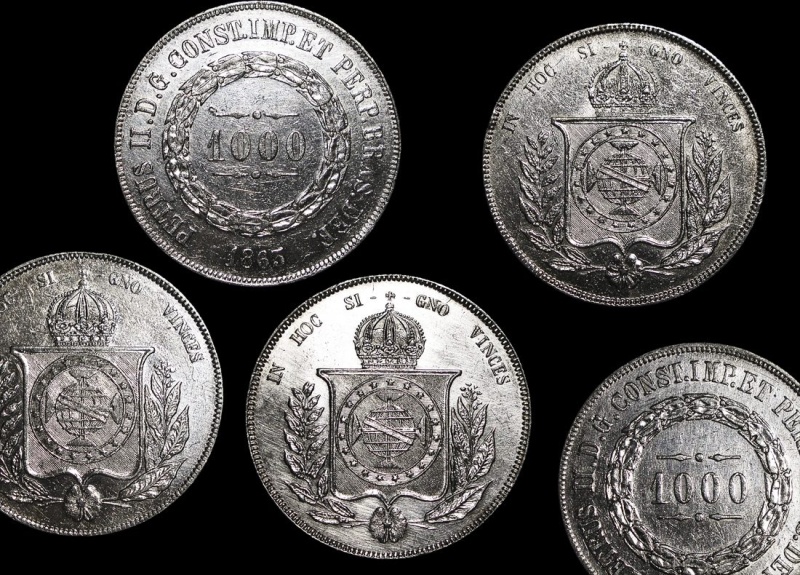 Brazil Km465(Xf-Au) Brazil, Empire, 1000 Reis, Dated 1853-1866