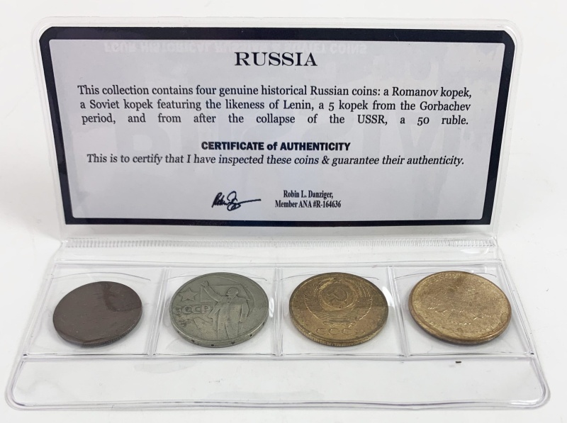Russia: Four Historical Russian And Soviet Coins (Mini)
