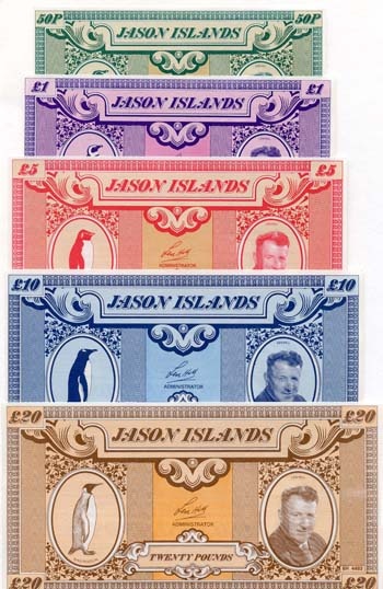 Jason Islands Set Of 1 Pence And 4 Pound Notes
