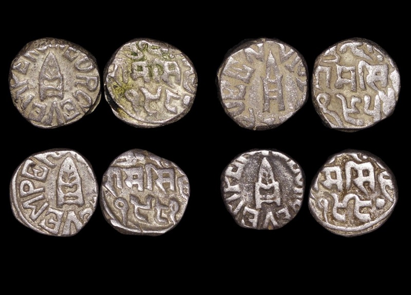 British India, Princely States, Bundi, Silver Rupee, Dated 1922-1932 Ce, Reads George V Emperor, Km18.2, Ef, A Lot Of (4) Coins