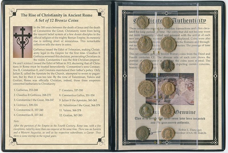 Rise Of Christianity In Ancient Rome: 12 Bronze Coins (Album)
