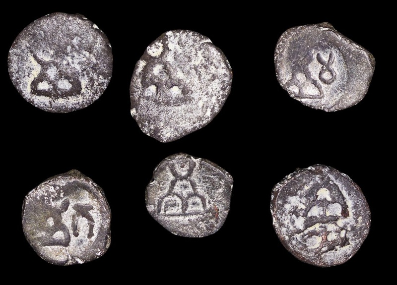 Ancient India, Taxila-Pushkalavati City Coinage (2Nd Century Bce), 1/4 Karshapana, A Lot Of (6) Coins