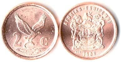 South Africa Km159(U) 2 Cents