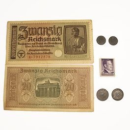 Adolf Hitler: Banknote, Stamp & Two Coins (Album)