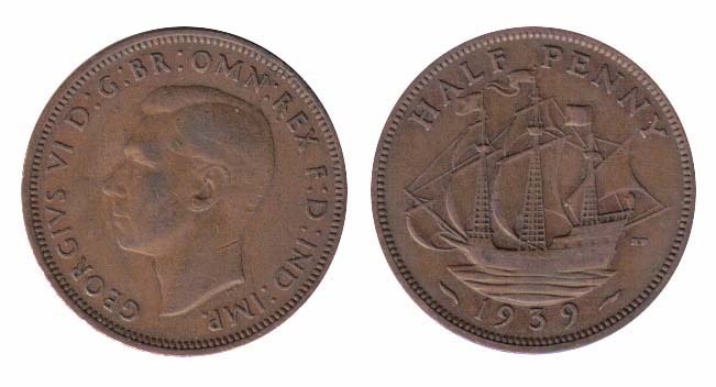 Great Britain Km844-896(Vf) George Vi: 1/2 Penny