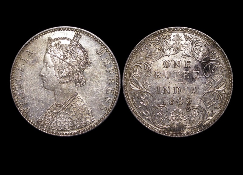 British India, Victoria (1837-1901), Silver Rupee, 1889C, Au, Km492, A Lot Of (1) Coin