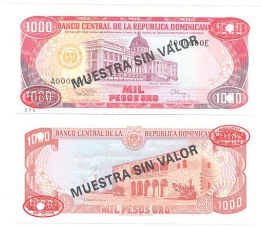 Dominican Rep. P138s(1994)(U) 1,000 Pesos (Specimen)