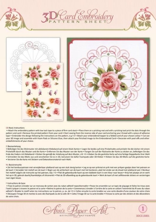Ann Paper Embroidery Pattern - Rose Glow