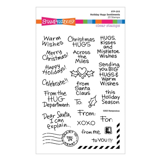 Holiday Hugs Sentiments Clear Stamp Set from Stampendous